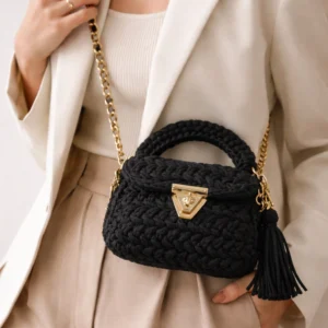 Midnight Luxe Crochet Handbag