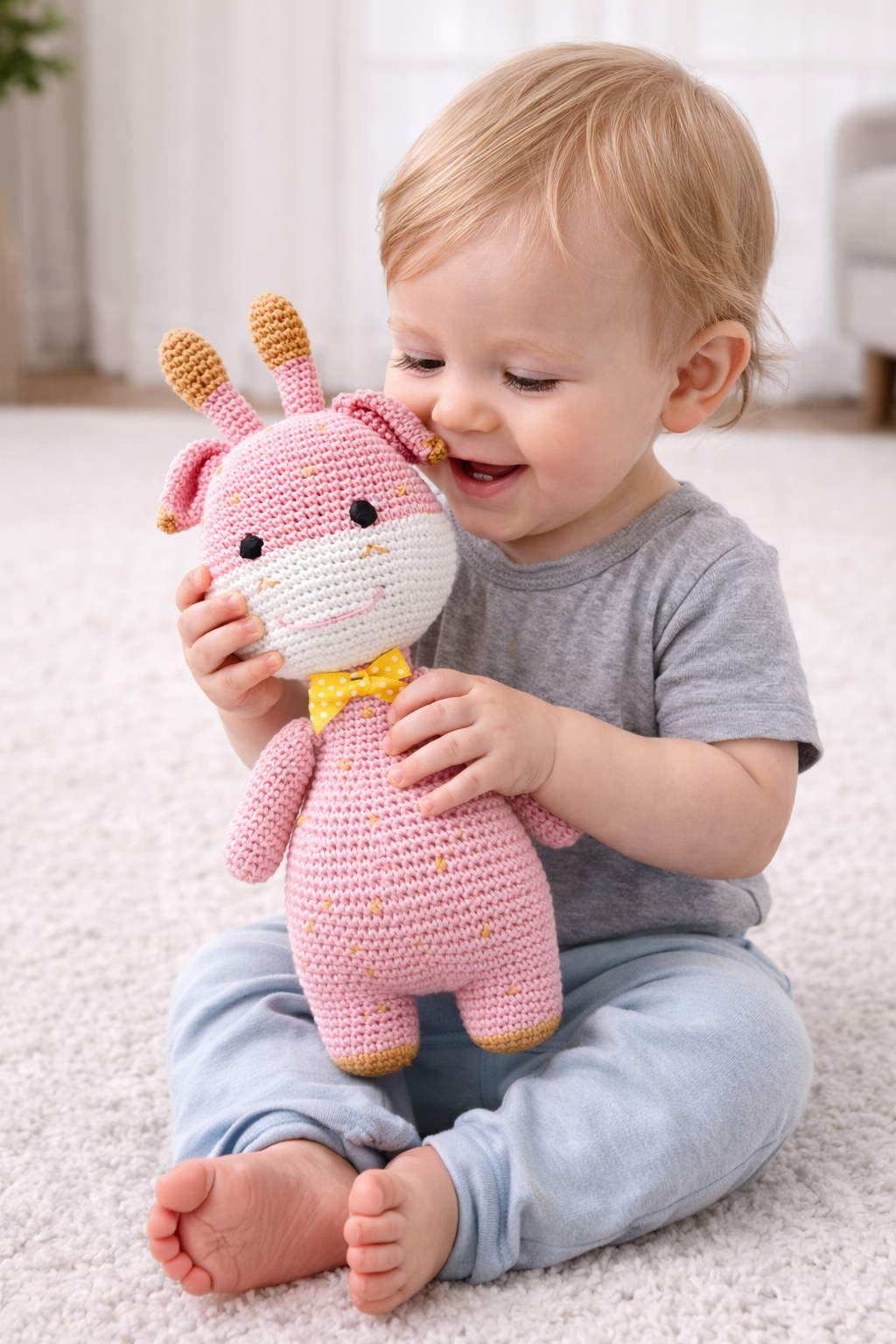 Blush Giraffe Crochet Plush Toy - Image 2