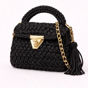 Midnight Luxe Crochet Handbag