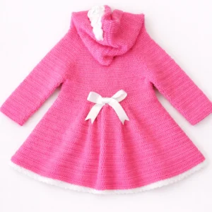 Pink Crochet Hooded Baby Dress