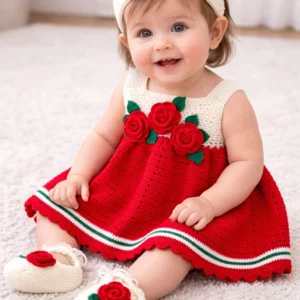 Ruby Rose Baby Crochet Dress Set